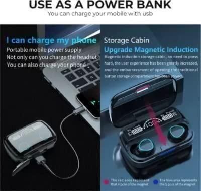 M10 TWS Wireless Earphone Touch Bluetooth Earplugs Use as a power bank  Noise Reduction Headphones with Digital Display Black